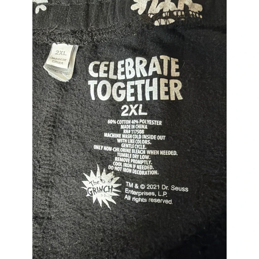 Celebrate Together The Grinch Christmas Sweatpants Mens‎ 2XL Black Snowflakes